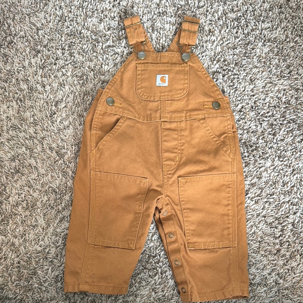 Carhartt Brown Overalls with Adjustable Straps and Reinforced Knees